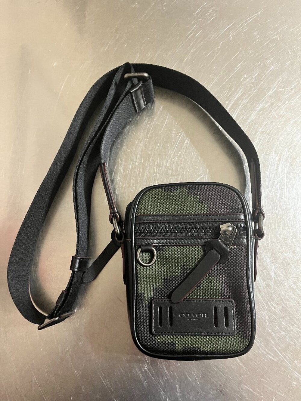 COACH Terrain Crossbody Bag in pixelated Dark Green/Black
